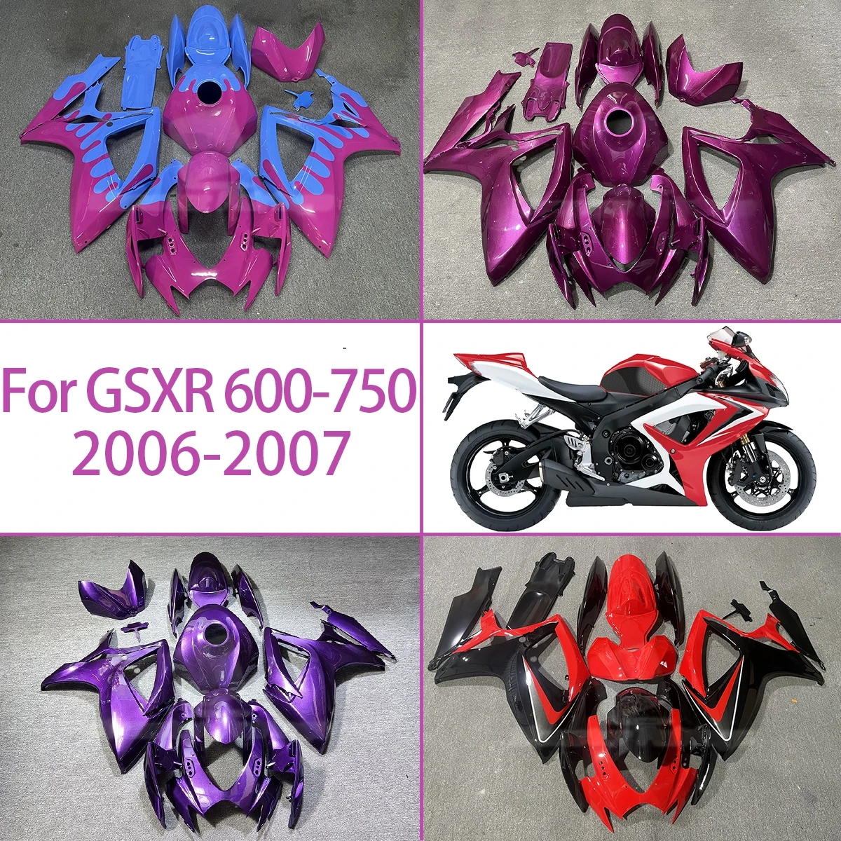 Pink Blue Motorcycle Bodywork Fairing Kit For SUZUKI 2006 2007 GSXR 600-750 Fairings 06 07 GSXR600 GSXR750 Injection