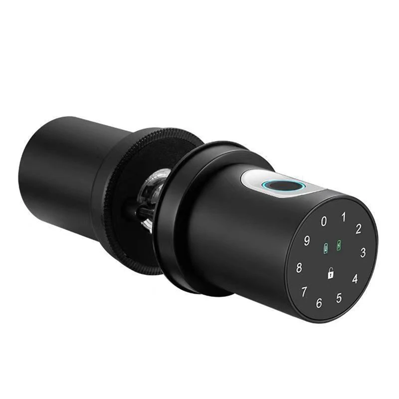 Smart Door Lock With Fingerprint NFC App Code Backup Keys Stylish Bluetooth Door Knob (Black Fingerprint+Bluetooth)