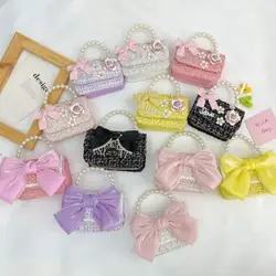 New Korean Style Pearl Kid's Handbag Bow Princess Shoulder Messenger Bag Accessories Parent-Child Bag