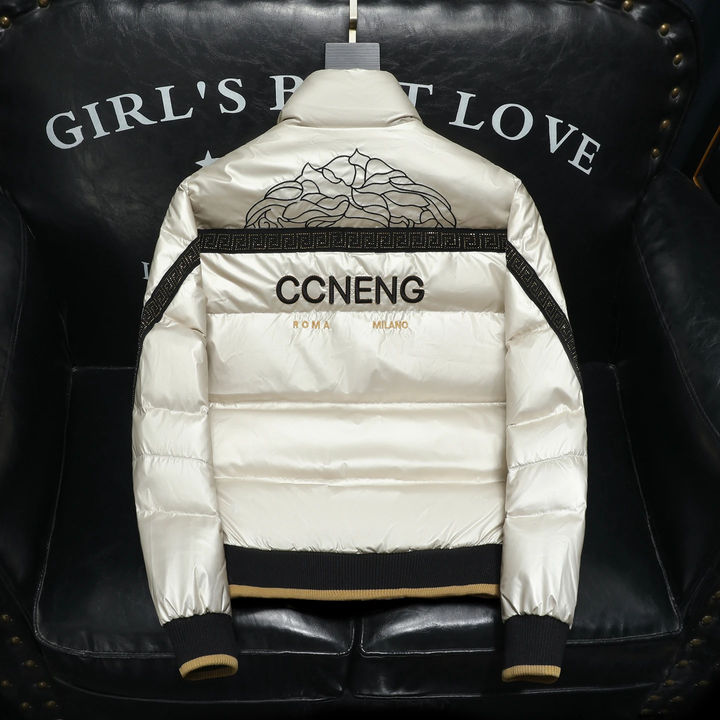 

Мужская пуховая куртка Ele ort с вышивкой и воротником-стойкой, модная молодежная верхняя одежда с белыми перьями Du