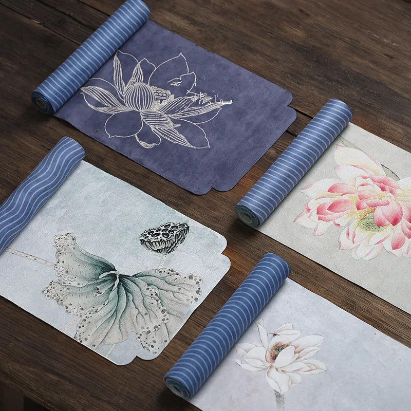 Cotton Linen Crafts Table Runner Chinese-Style Clear Lotus Drunk Suede Tea Table Tea Mat Dry Towel Mat Curtain Tea Towel