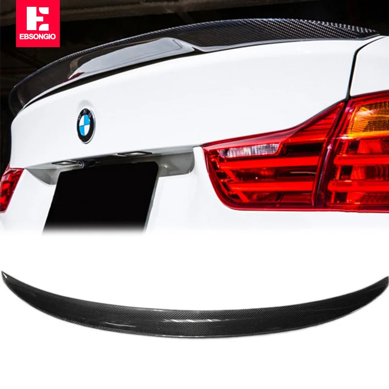 EBSONGIO For BMW E90 P Style Rear Spoiler Carbon Fiber Add-on type Trunk Wings Duck for 318i 320i 325i 330i 2005-2011 E90 sedan