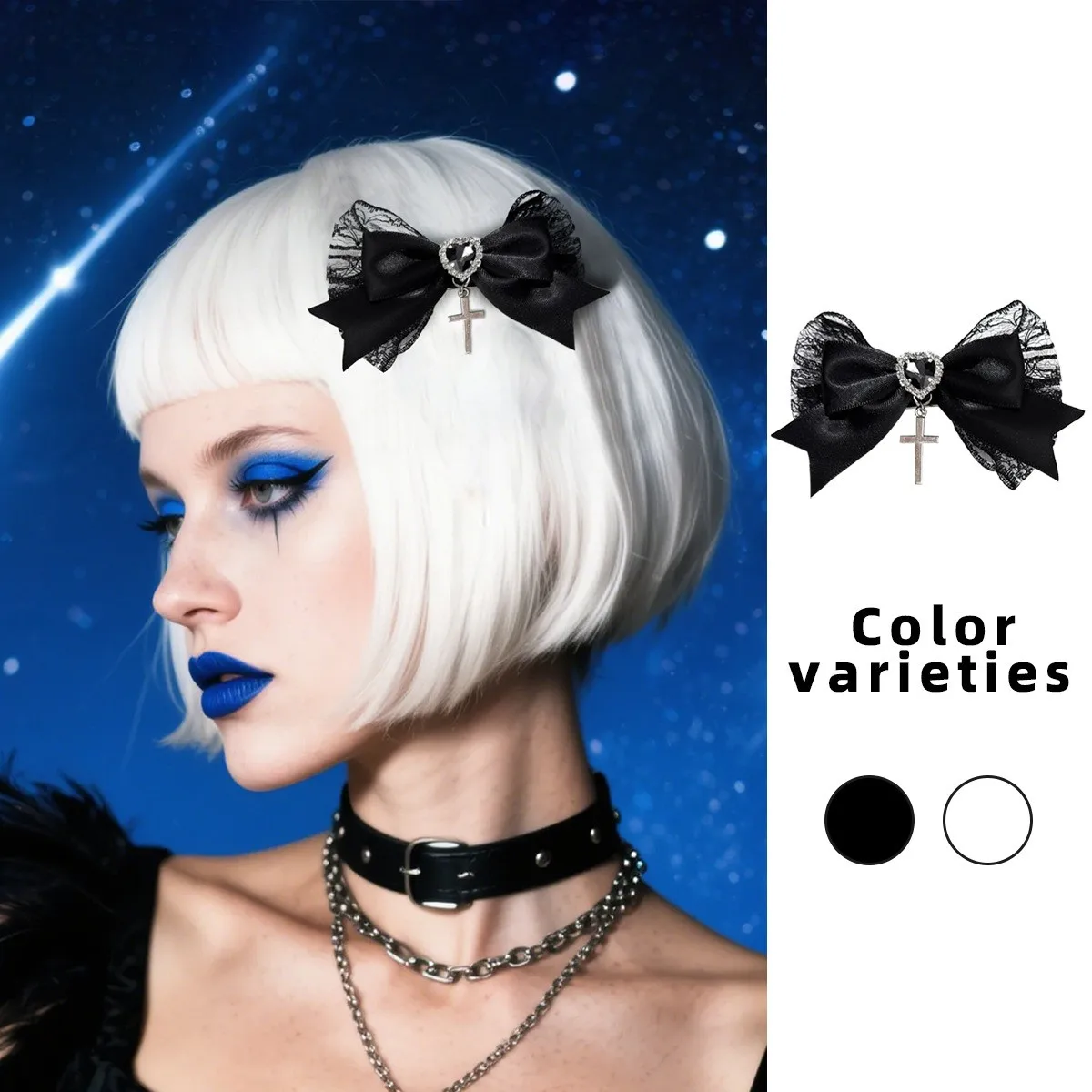 2 Stück Damen Dunkle Lolita Gothic Kreuz-Haarspangen Exquisite Haaraccessoires Haarklammern