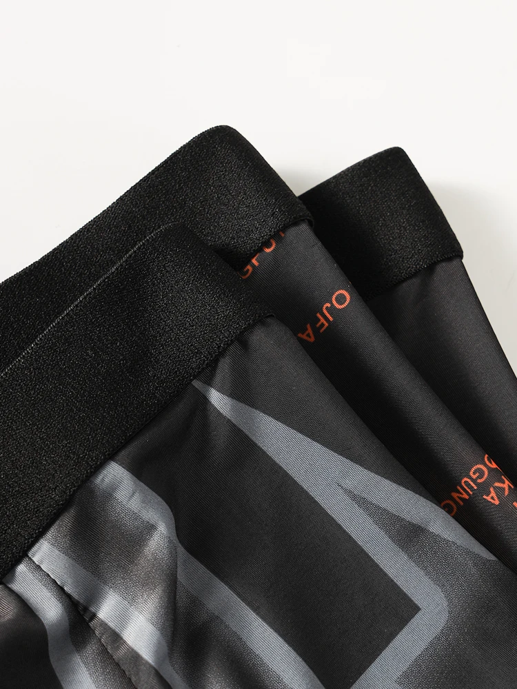 5피스 남성용 사각 팬티, 아이스 실크 원단, 시원하고 편안한 불규칙한 문자 패턴 바지 바디