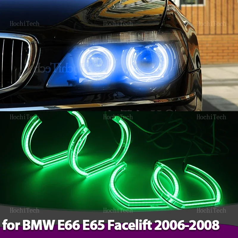 

Flowing Multi-colored App Control LED Angel Eyes Bulb Ring RGB Lamp for BMW 7 Series E65 E66 Facelift 2006 2007 2008