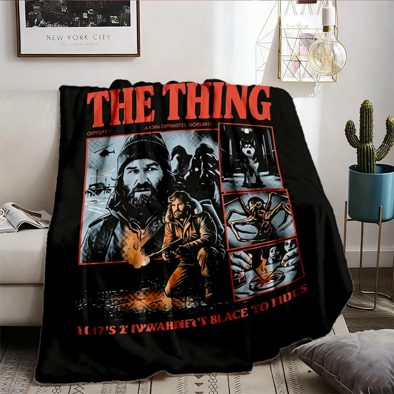 The Thing Movie Flannel Blanket, 80s Sci Fi Horror Flannel Throw, MacReady Film Lover Gift