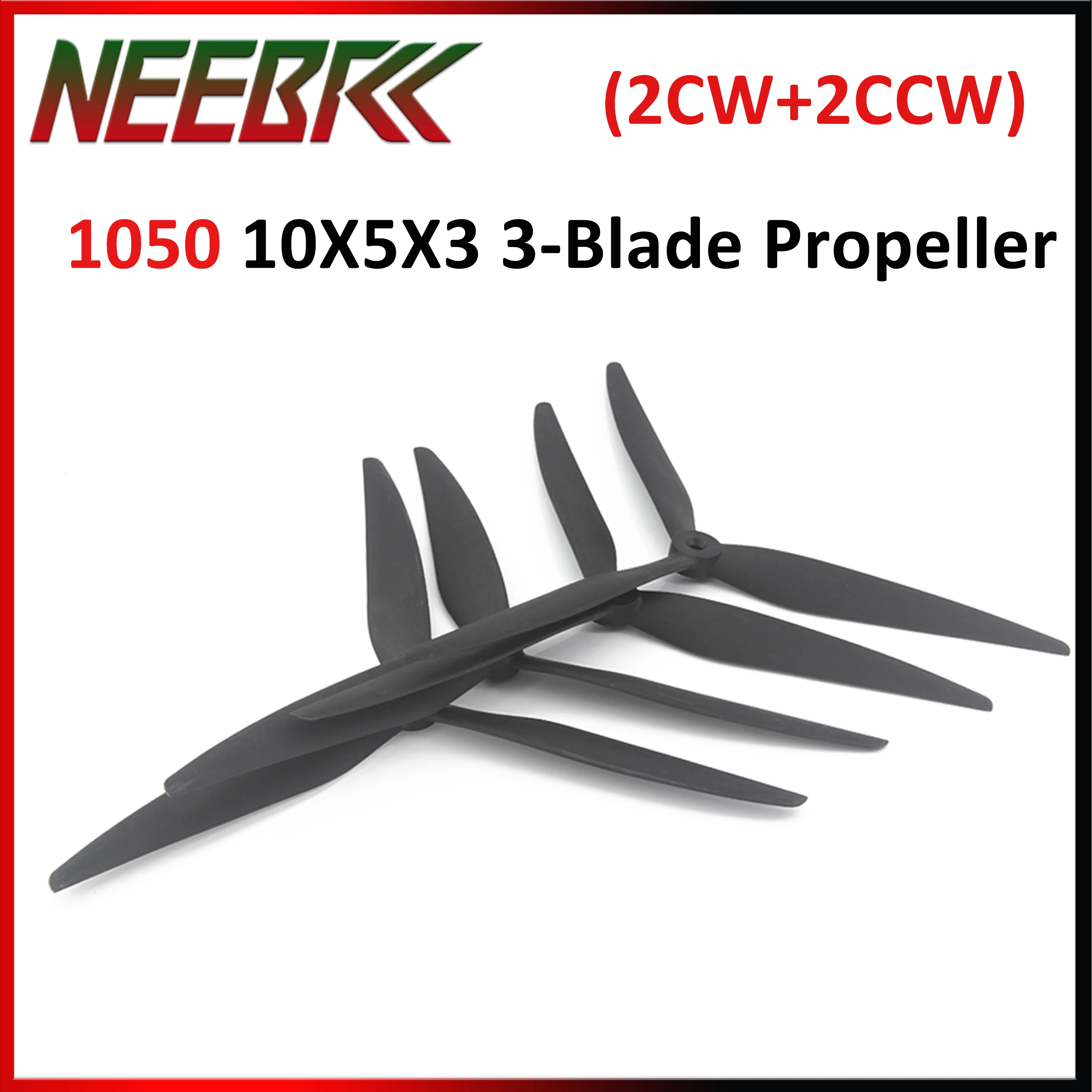 

2 пары пропеллеров 1050 (2CW + 2CCW) 10X5X3, 10 дюймов, 5 дюймов, 3 лопасти для FPV дрона, мультикоптера, самолета, 10-дюймового Cinelifter MarcoQuad Toy