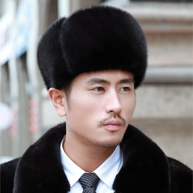 

Real fur men heaven outdoor whole leather warm cotton Lei Feng hat