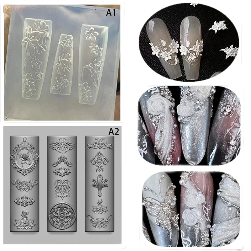 

1 шт., рождественская силиконовая форма для ногтей с героями мультфильмов, высокая прозрачная 3D рельефная барочная форма для ногтей во французском стиле, шаблон для ногтей «сделай сам», маникюр, дизайн ногтей De