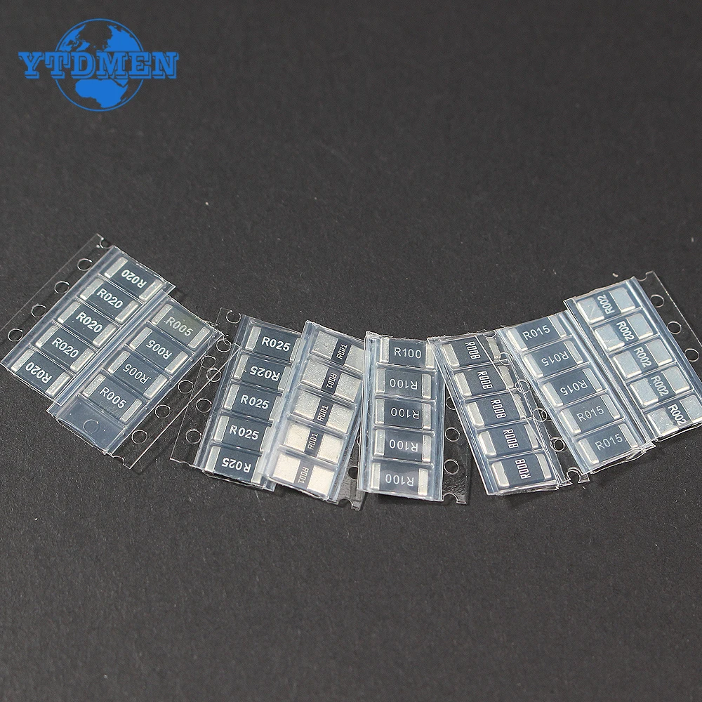 50PCS 2512 SMD Resistor Kit Precision Resistors Pack, R001 R002 R005 R008 R010 R015 Low-Resistance 1%