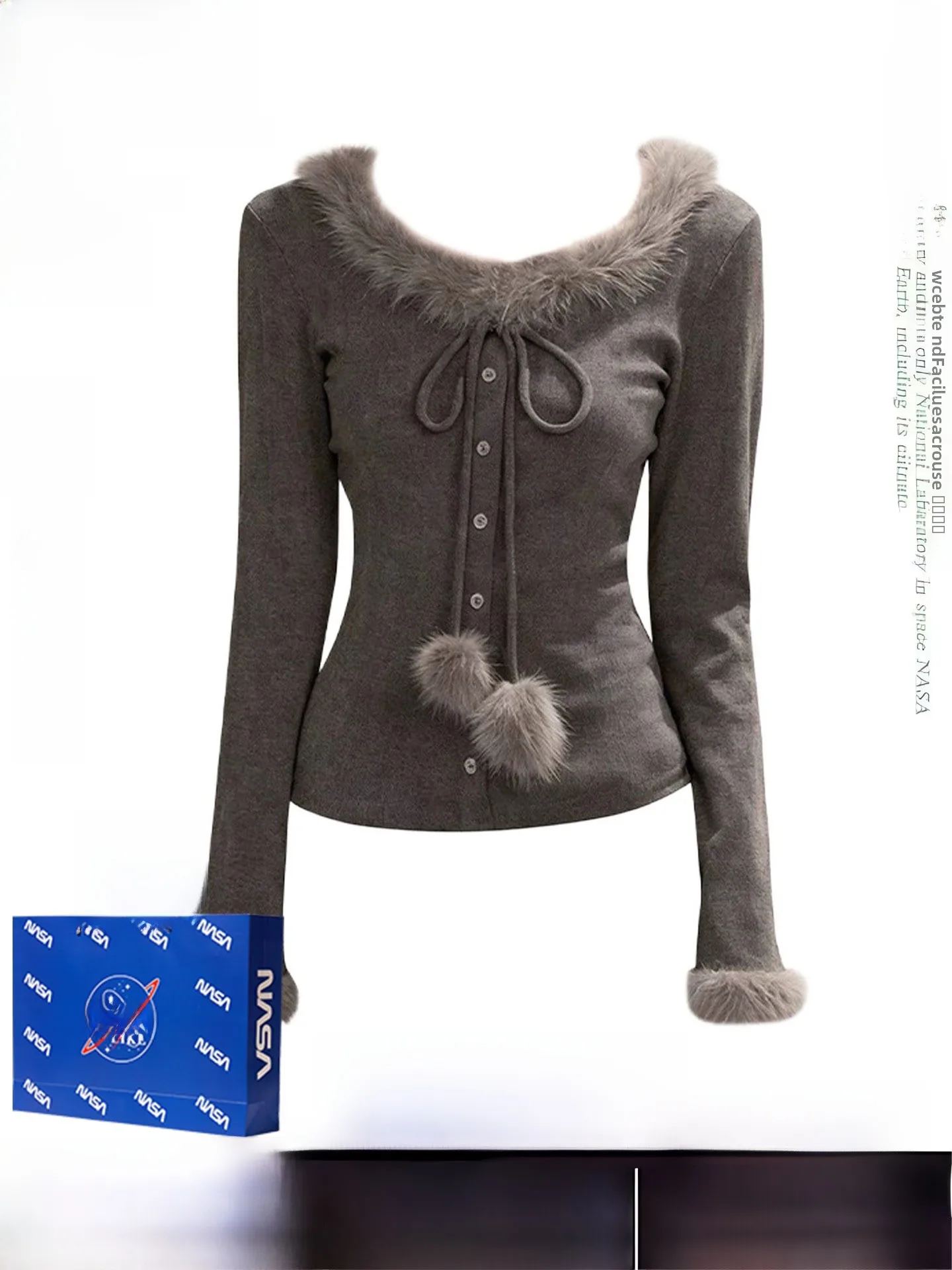

Korean Sle College Wind Knitted Sweater Women's Long Sve Faux Fur Collar Splicing Belt Design Autumn Winter Slimming Inn...
