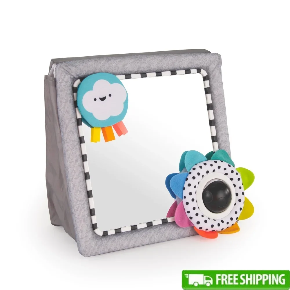 Specchio da pavimento per bambini Tummy Time con colori ad alto contrasto Sicuro infrangibile con cavalletto posteriore regolabile per neonati