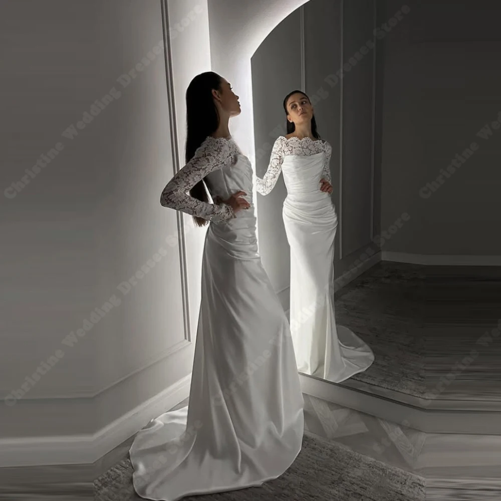 Minimalist ผู้หญิงชุดแต่งงานเซ็กซี่ Mermaid Robes Party Gowns Mopping ความยาวหมั้นบอลเจ้าหญิง Vestidos De Novias 2025