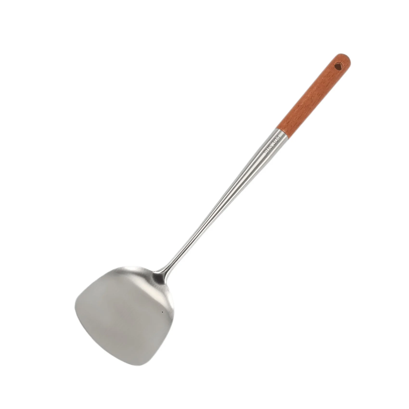 ABUN 17 Inch Stainless Steel Wok Spatula with Wooden Handle Chinese Cooking Utensil Non-Stick Kitchen Tool