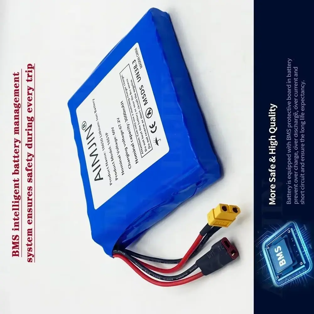 

16S1P 60V 3000mah 132wh 3Ah 174Wh 18650 li-ion battery pack built-in BMS for Electric wheelbarrow Unicycles skateboard