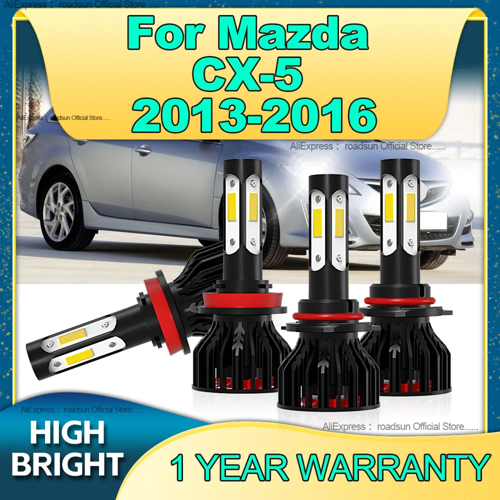 2/4Pcs 30000LM H11 LED Headlight 4Side Chip Canbus HB3 Turbo Lamp 6000K Car Light For Mazda CX-5 2013 2014 2015 2016