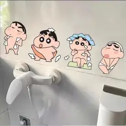 Anime Cartoon Crayon Shin Chan Car and Motorcycle Waterproof Sticker Kawaii Bathroom Toilet Sticker Tile Decoration Sticker