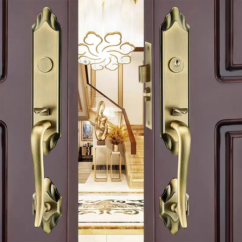 

Zinc Alloy Material Anti-theft Door Lock European Villa Door Lock Double Open Solid Wood Door Handle Lock