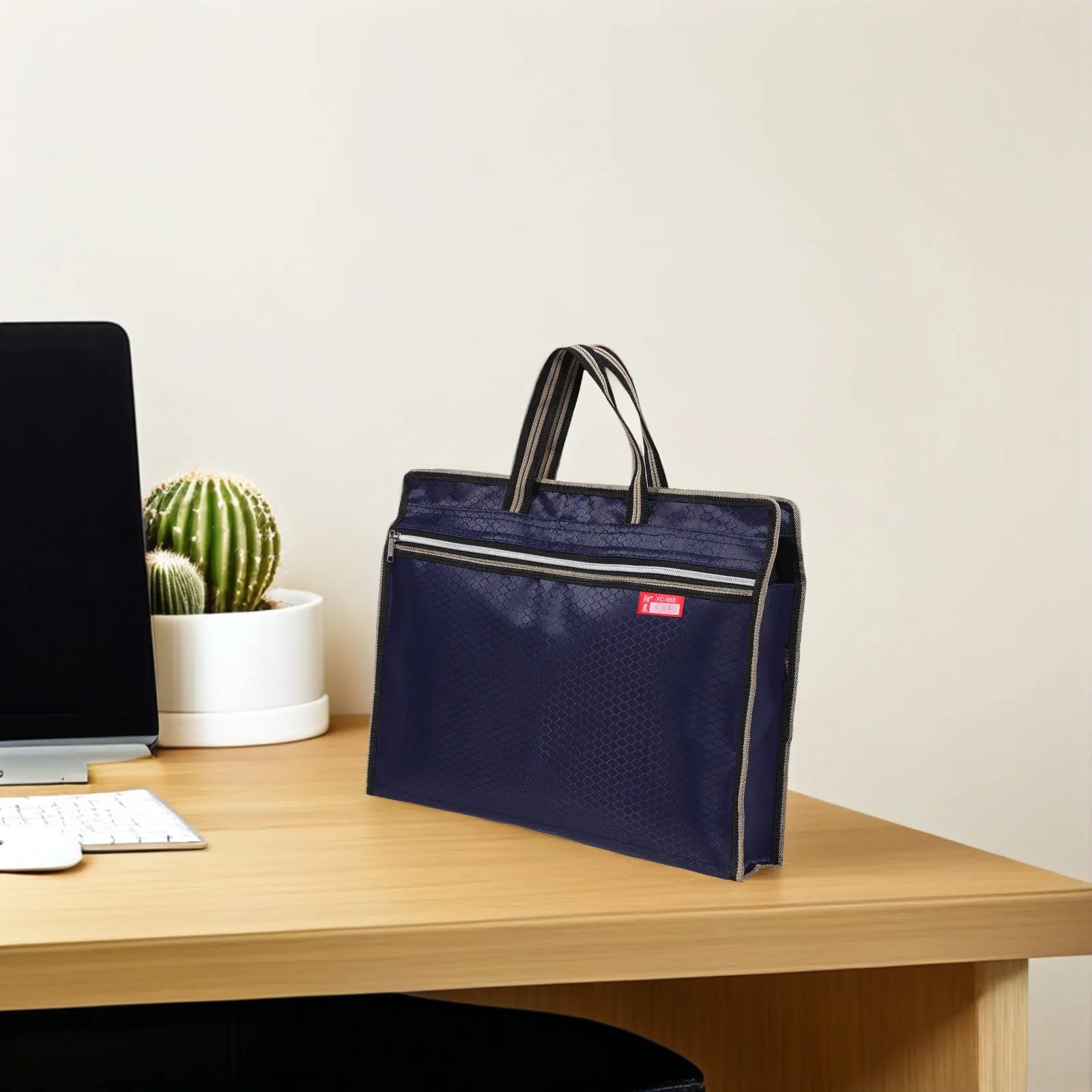 

Oxford Fabric Document Bag Portable Waterproof File Folder Tote Bag Large Capacity Dual Layer Document Organizer for Work Travel