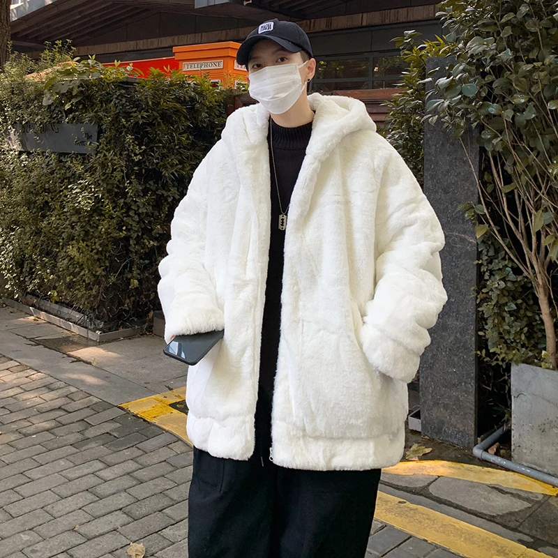 

New Solid Color Faux Fur Integrated Man Coat Long Suit Collar Imitation Faux Fur Coat Trend Winter Autumn Warm Fur Jacket F40