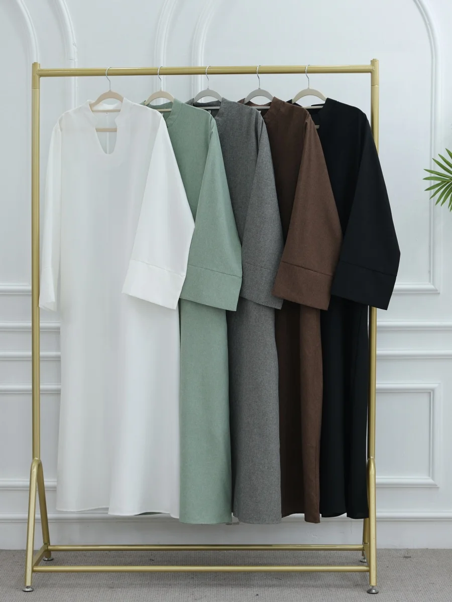Muslimische Frauen Türkiye Dubai Abaya Lose V-ausschnitt Langes Kleid Modest Einfache Gebet Kaftan Ramadan Robe Femme Islamische Kleidung