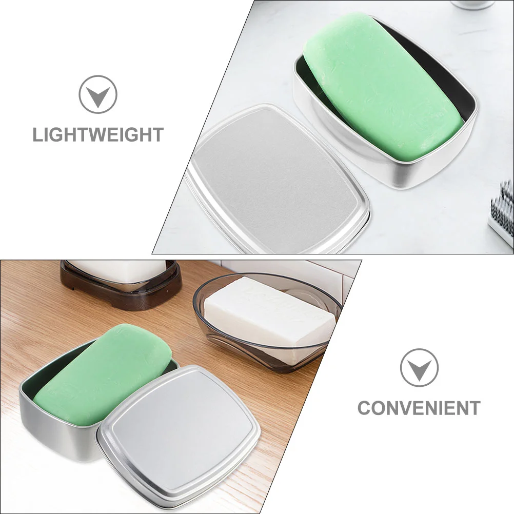 Aluminum Soap Box Rectangle Metal Tin Jar Soap Box Holder 150Ml Travel Bar Soap Holder Containers Small Storage Box Lid Soap