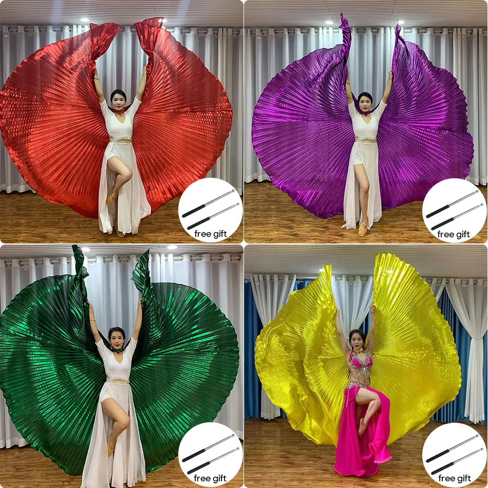 أجنحة الرقص الشرقي إيزيس جناح الفراشة الذهبية متعدد الألوان للنساء البالغات مرحلة الأداء ملحقات الرقص الشرقي الشفافة