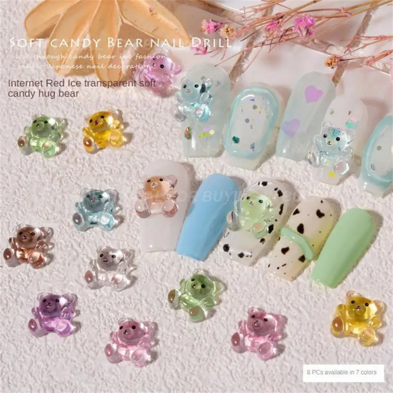 دب زجاجي لامع طبيعي لفن الأظافر ، دب جيل كريستال ، ديكور مانيكير ، دب يدوم طويلاً ، جودة عالية ، دب كرتون