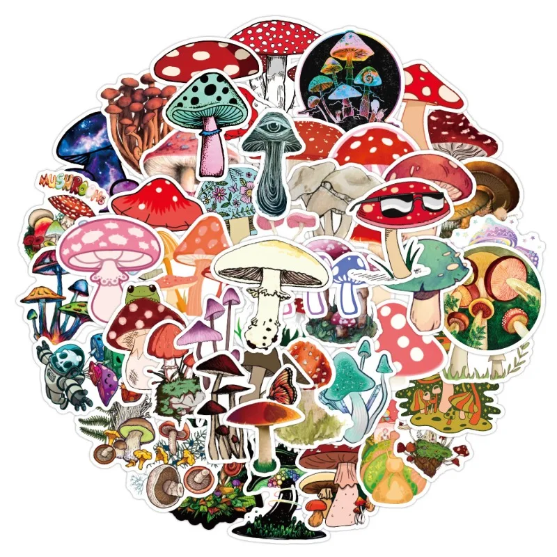 50 Stück Cartoon personalisierte Pilz kreative Graffiti Dekoration Aufkleber