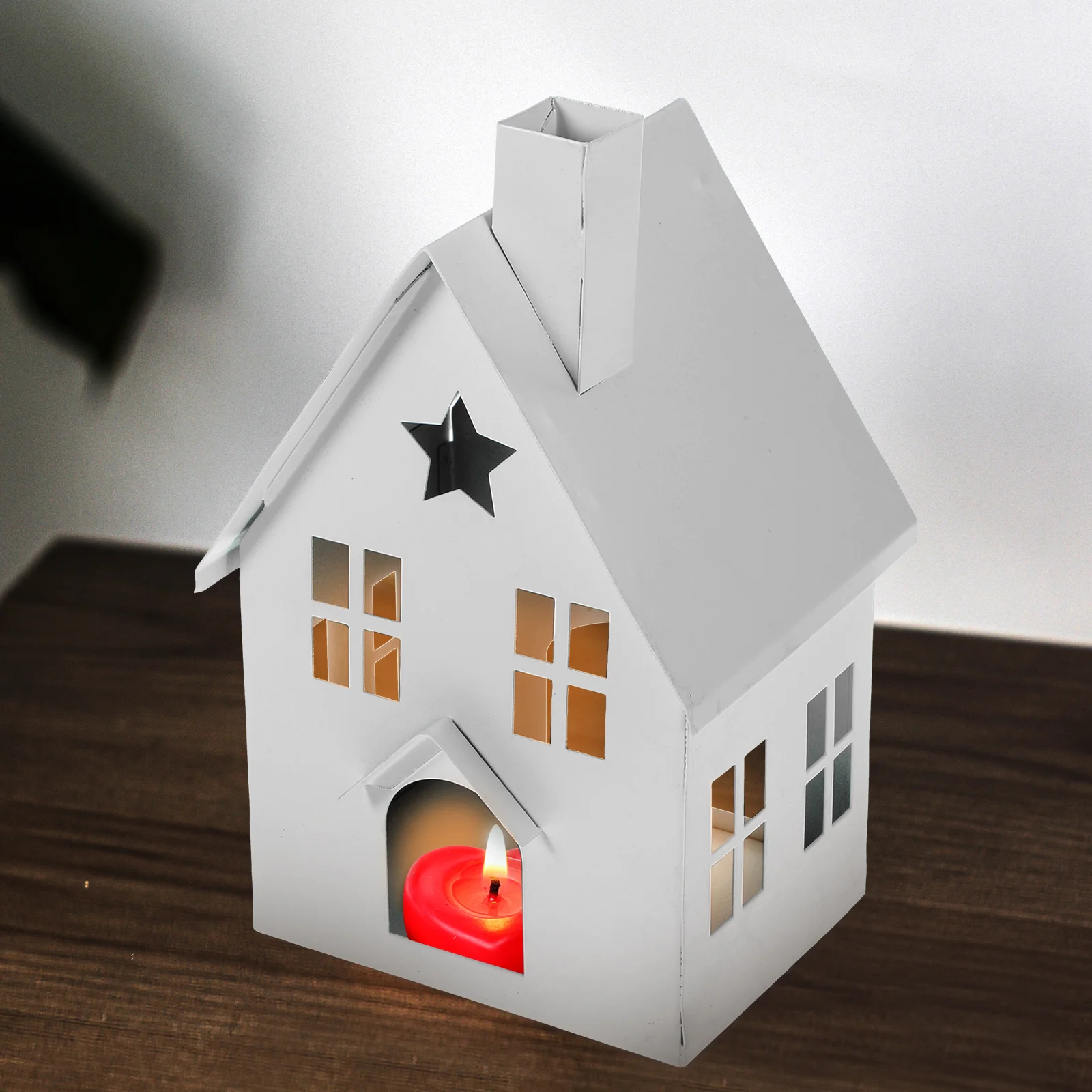 

Compact Shaped Iron Candlestick Holder Desktop Decor Modern Metal Base for Party Wedding