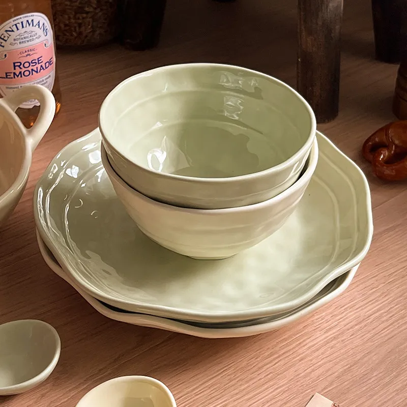 Conjunto de Jantar de Cerâmica Antiga para Micro-ondas, Pratos Modernos e Elegantes, Conjunto de Jantar Jingdezhen, Louça Europeia para Cozinha, Conjuntos de Pratos