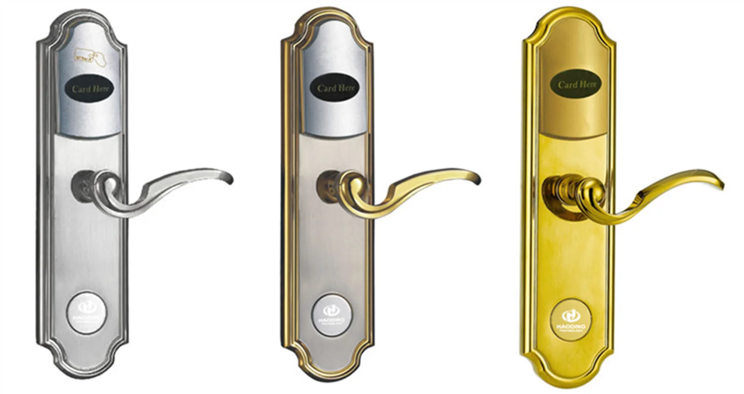 High-Grade Luxury European Retro Zinc Alloy IC Card Magnetic Hotel Door Lock With Arc-Shaped Handles Electronic Smart Hotel Lock