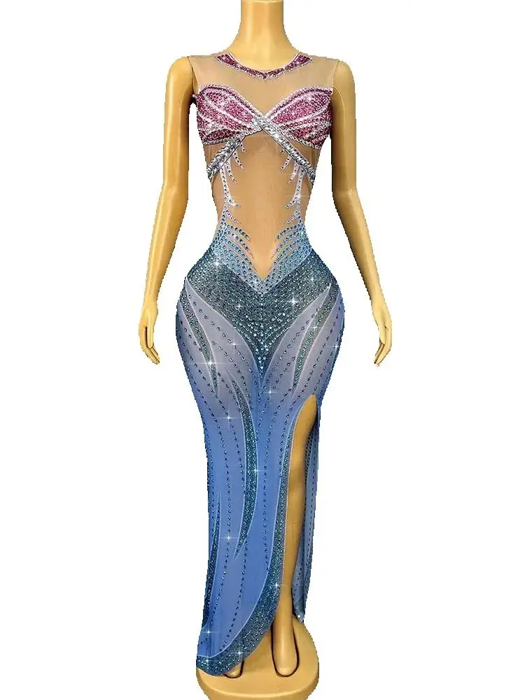 

High Quality Hot Stamping Sexy Elastic Split Color Vest Dress 2025 New Fashion Custom Women'S Clothing