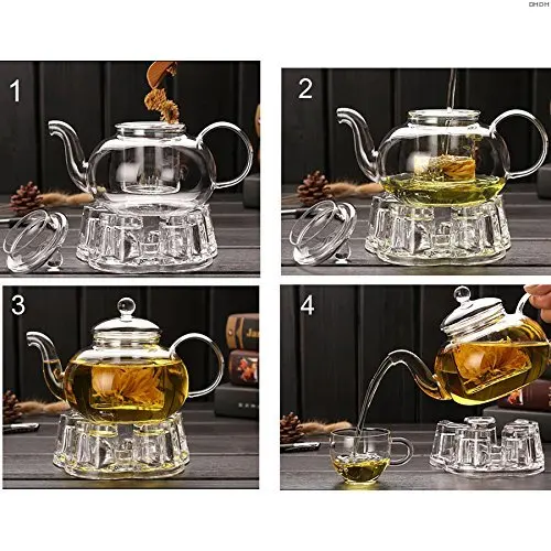 240ml/1000ml Filterable Heat-resistant Thickened Glass Teapot High Borosilicate Glass Flower Tea Pot Heatable Glass Tea Set