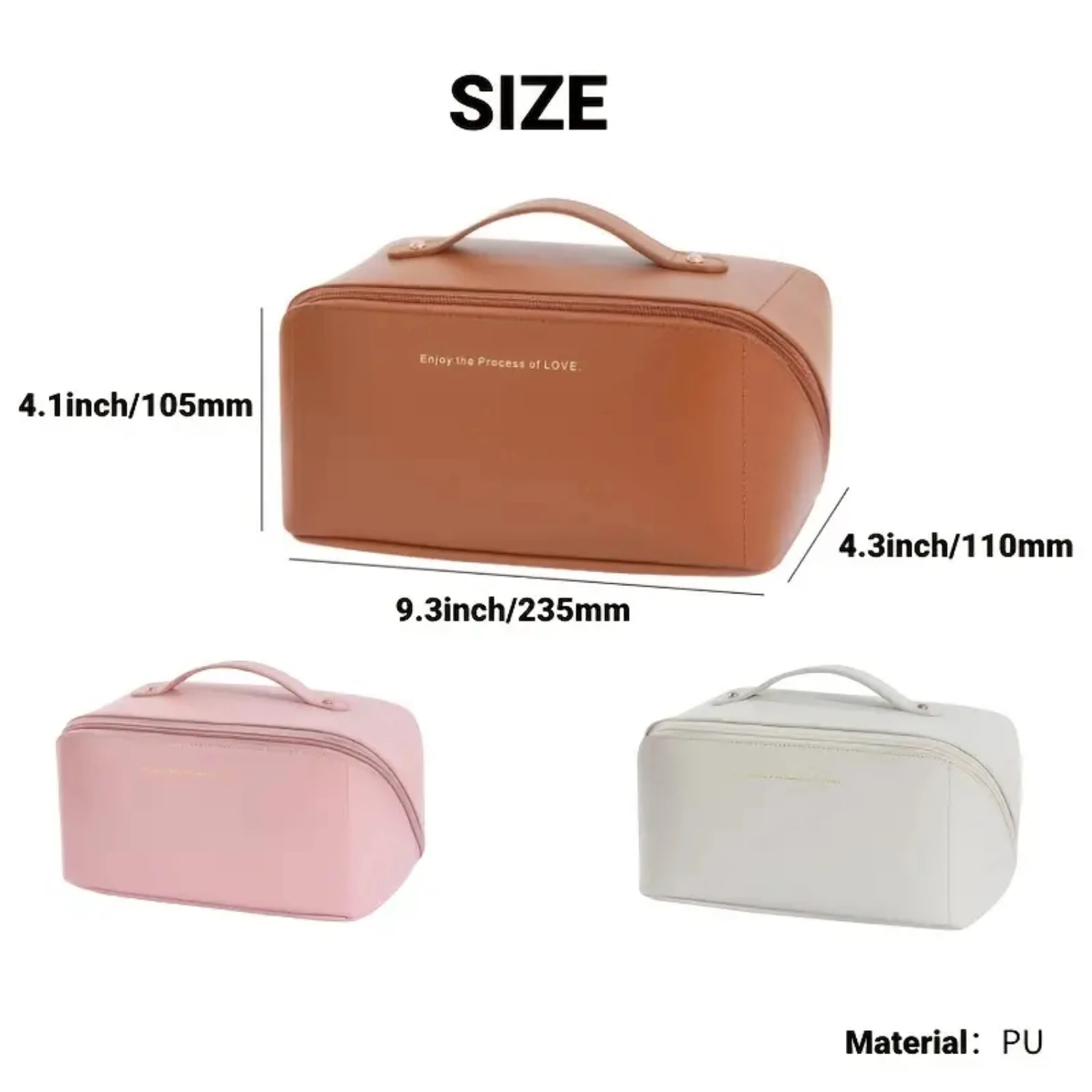 Large Capacity Waterproof Portable Leather Cosmetic Bag for Women Make up bruches set Spoolie brushes Permanent makeup Spoolies