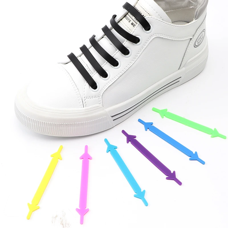 12 Pcs/1 Set Silicone Shoelaces Elastic No Tie Shoe Laces For Sneakers Unisex Lazy Lace Convenience Quick Rubber Shoelace