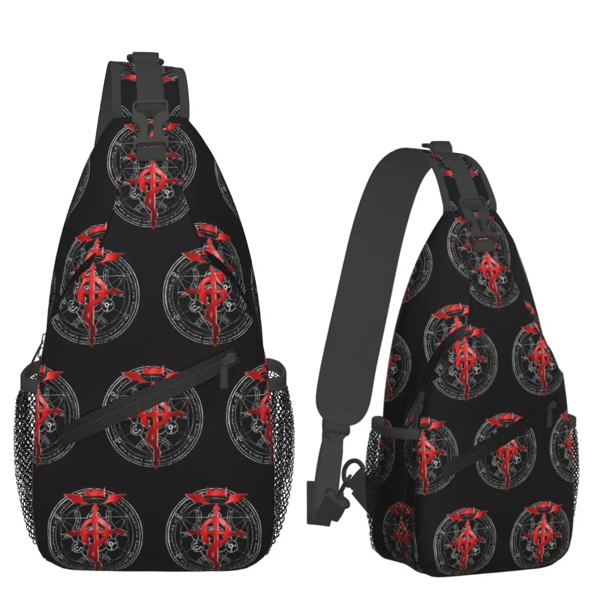 Fullmetal Alchemist Transmutation Symbol Chest Bag Men Sling Crossbody Backpack Chest Bag Traveling Hiking Daypack Shoulder Bag