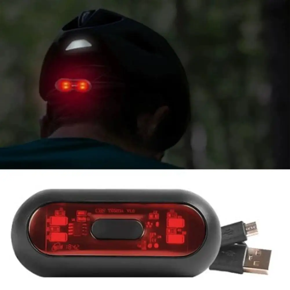 Rechargeable Helmet Safety Warning Taillight Waterproof Bicycle Motorcycles Accessories LED Warning Tail Light