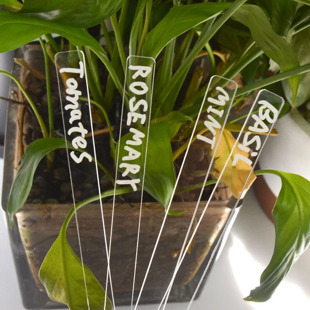 13pcs Herb Sign Plant Label Marker Pen Set Flower Pot Plant Tag Eco-friendly Acrylic T-Type Transparent For Gardening Decoration