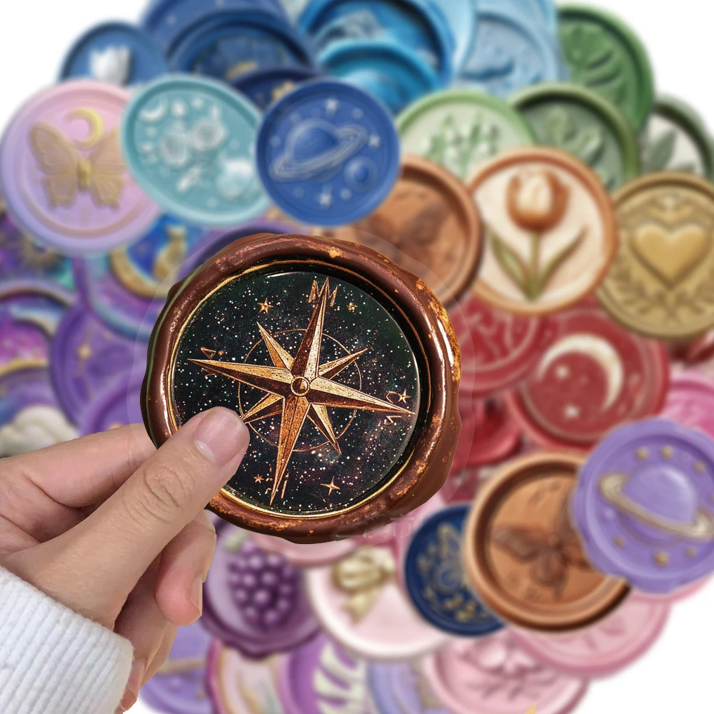 

10/30/50pcs Vintage Wax Seal Art Graffiti Stickers Decals DIY Skateboard Luggage Phone Guitar Aesthetic Waterproof Sticker Packs