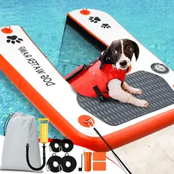Inflatable Dog Boat Ramp Pool Ladder, Floating Dog Pup Plank For Pool, Dock & Boat with High Stability, Dog Water Ramp Ladder