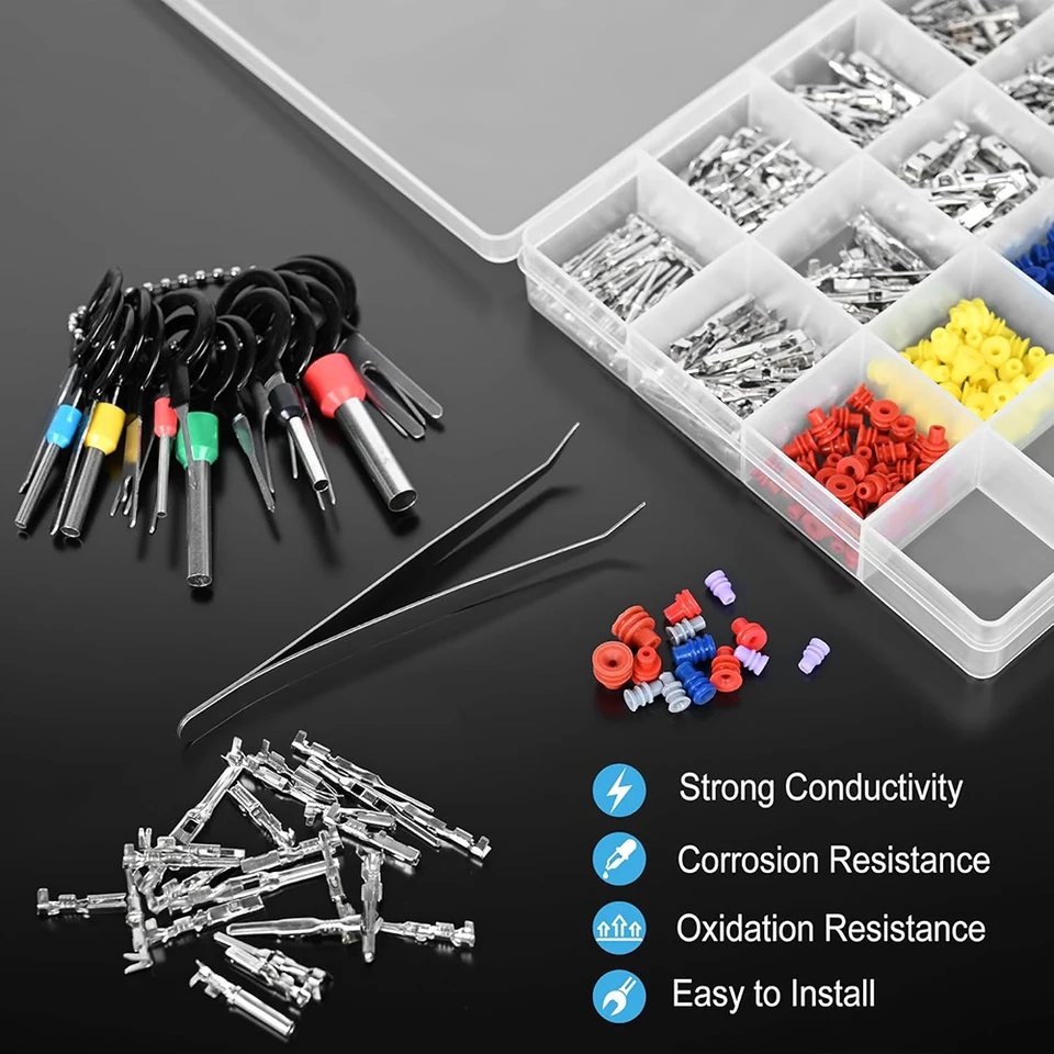 Kit de pines de conexión 567 piezas, 26 tipos, terminales automotrices de 1/1.5/1.8/2.2/2.8/3.5mm, pines macho y hembra para cableado 5