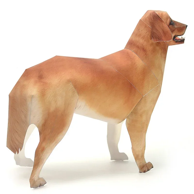 Golden Retriever Dog Paper Model Realistic Animal Mini Origami Art Cute 3D Papercraft DIY Kids Adult Handmade Craft Toys WE-029