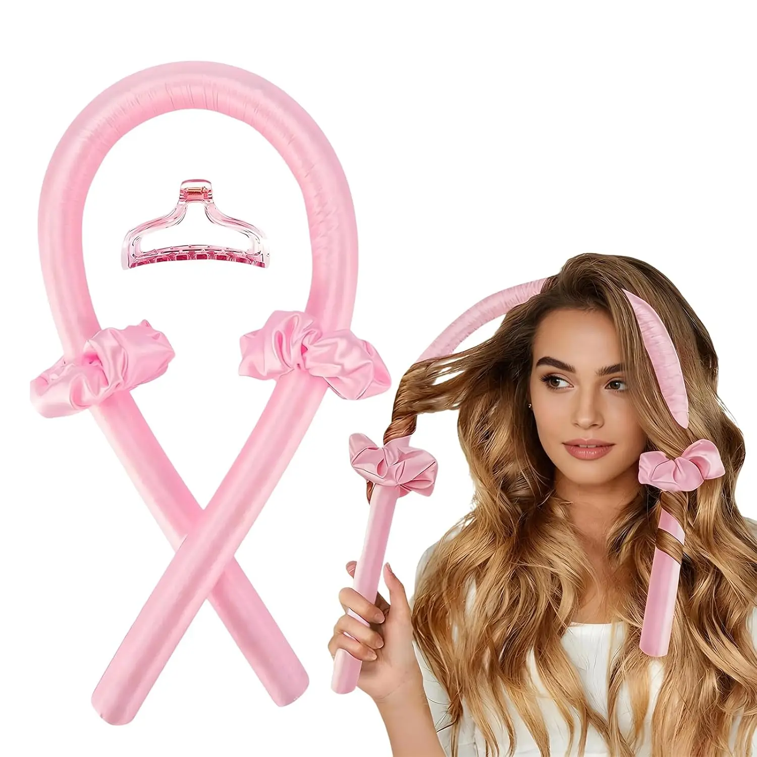 4pcs Lazy Sleep Foam Sponge Hair Curler Set Big Wave No Heat Hair Ring Stick DIY Hairpin Sleep-In Hair Set Natural Curly Hai