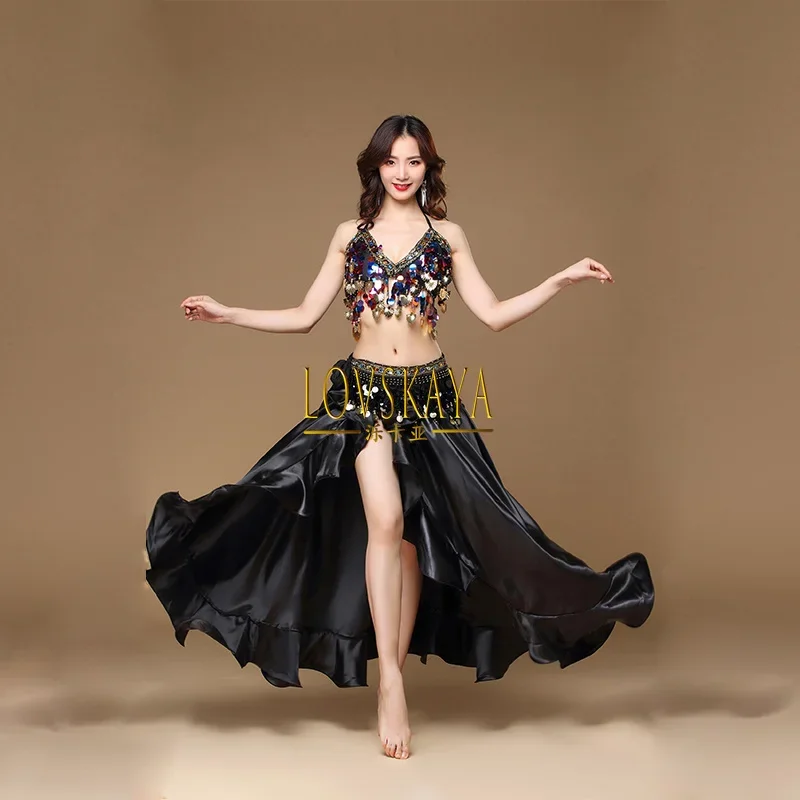 Costume de danse du ventre pour femmes adultes, jupe, performance sur scène, ensemble de 3 pièces, soutien-gorge, ceinture, vêtements, nouveau