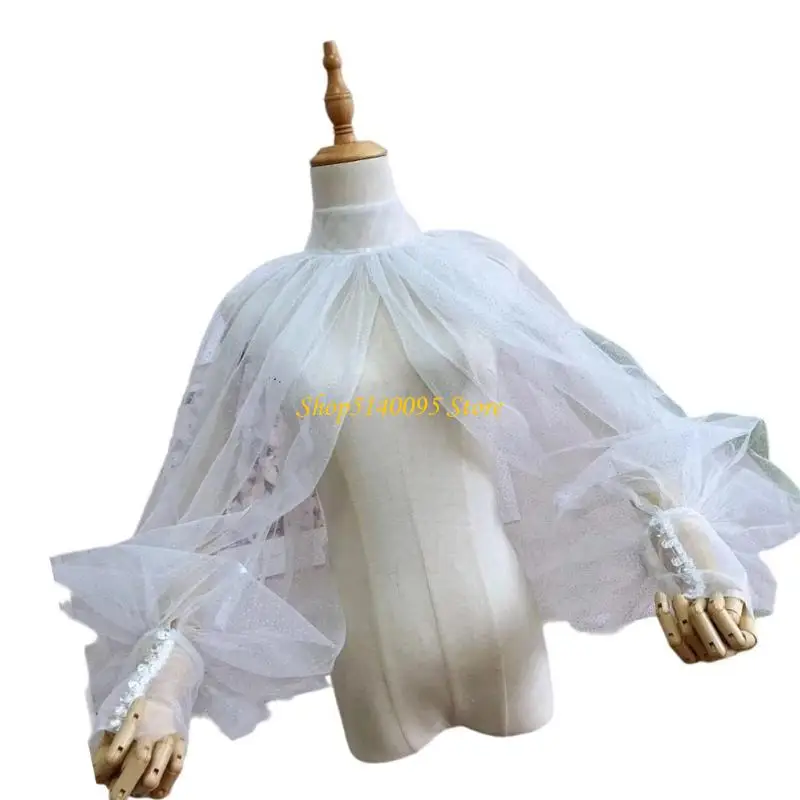 

DXAE Sun Fingerless Gloves Wedding Tulle Puff Sleeves Boleros Shrug Tops