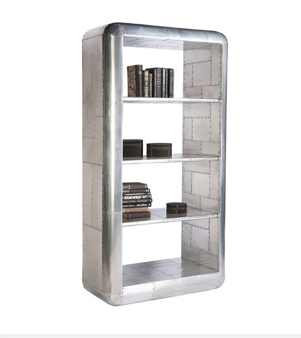

Aluminum rivet bookcase retro old shelf display cabinet