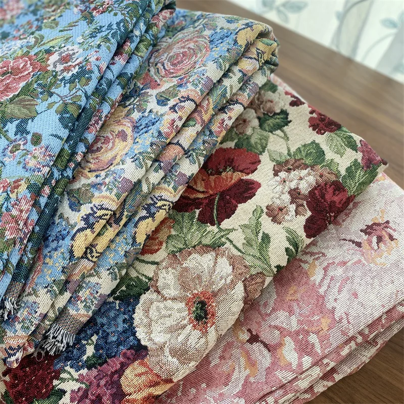 

European Retro Court Style Fabric Cloth High Precision Yarn-Dyed Jacquard Fabric DIY Luggage Clothing Wrap Tablecloth Fabrics