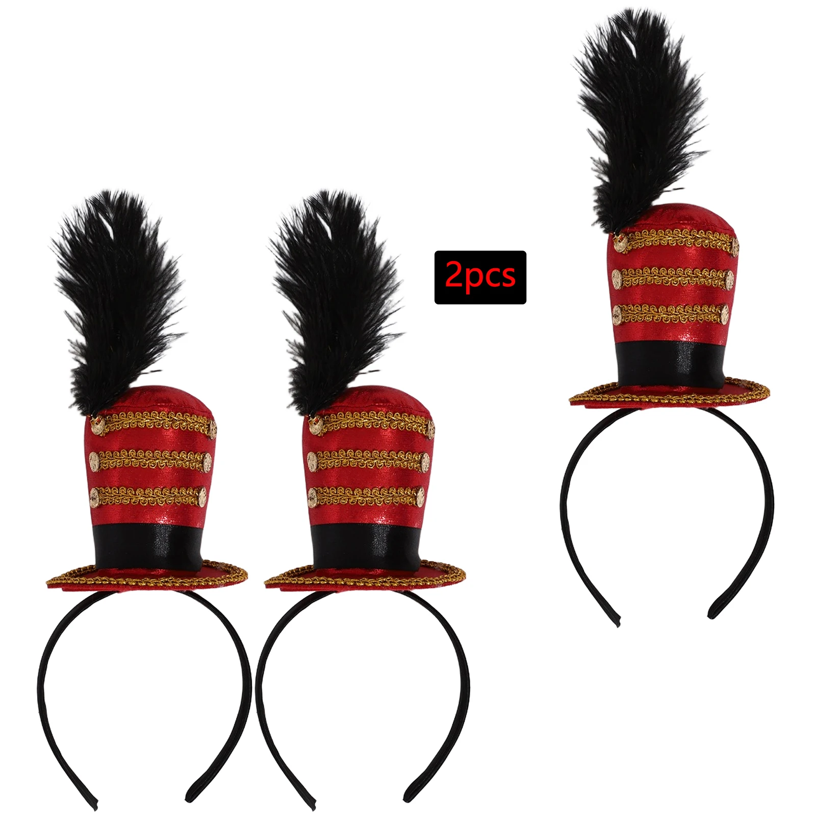 어린이 및 성인용 크리스마스 탑 햇 헤드밴드, 금색 웹빙 장식이 있는 군인 미니 탑 햇 헤드밴드, 새해 크리스마스 이브 파티용
