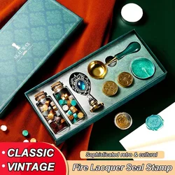 Retro Lacquer Seal Gift Box Multicolor Lacquer Wax Grain Set Envelope Sealing Wax Sealing Wax Stamp DIY Art Decorations